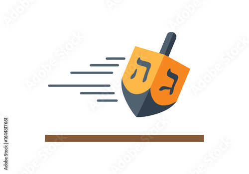 Spinning Dreidel with Hebrew Letters, Traditional Jewish Hanukkah Game