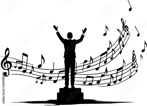 "Symphony in Motion" , classical music, live performance, ensemble, music director,  graphics vector