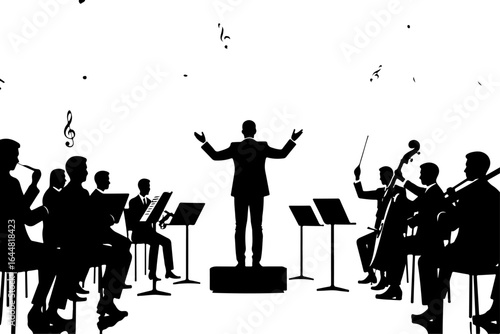 "Symphony in Motion" , classical music, live performance, ensemble, music director,  graphics vector