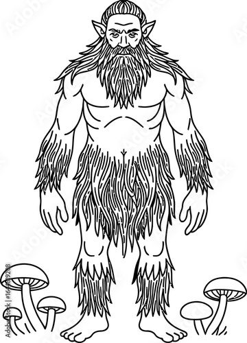 Mythical forest creature with beard and pointed ears
