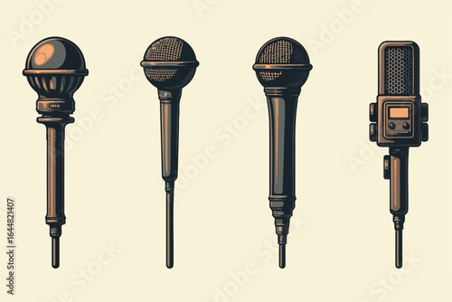 Vintage Microphone Collection" vector color graphics  bundle