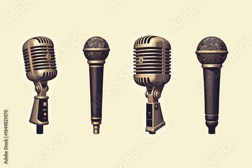 Vintage Microphone Collection" vector color graphics  bundle