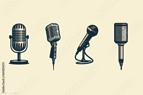 Vintage Microphone Collection" vector color graphics  bundle