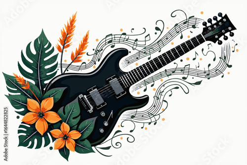 "Floral Melody Guitar" vector bundle