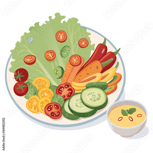 Fresh Garden Salad with Colorful Veggies: Healthy Food Illustration