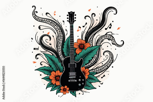 "Floral Melody Guitar" vector bundle