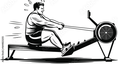 Man Rowing Machine Workout exercise fitness