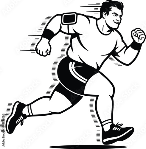 Man running with phone armband jogging fitness