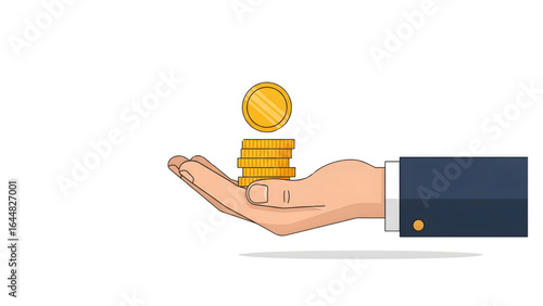 Hand Holding Coins — Vector Finance Icon Payout concept 