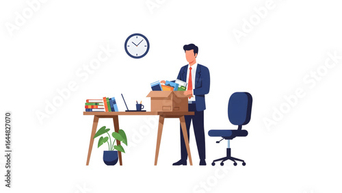 employee resignation  concept Employee Moving Out vector