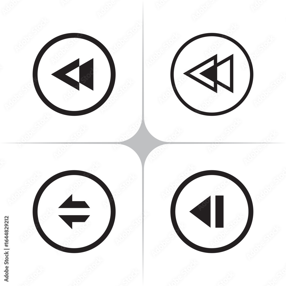 Rewind Icon Classic Vector for Media Controls and UI/UX Design Rewind Icon Classic Vector for Media Controls and UI/UX Design