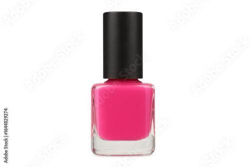 Pink nail polish bottle on transparent background for beauty and cosmetics concepts