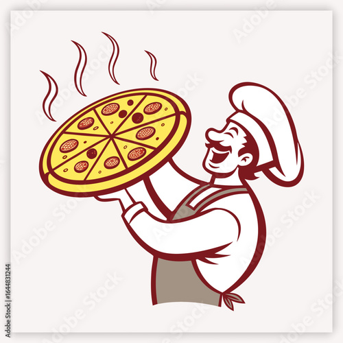 cartoon chef with pizza