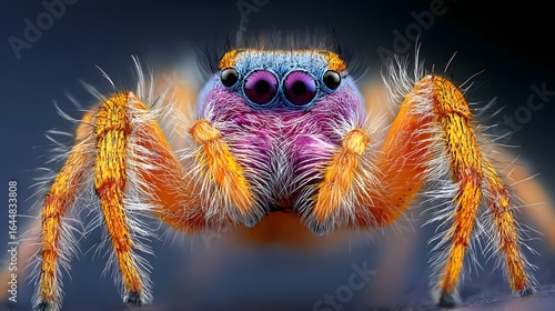 Detailed close-up of a jumping spider.