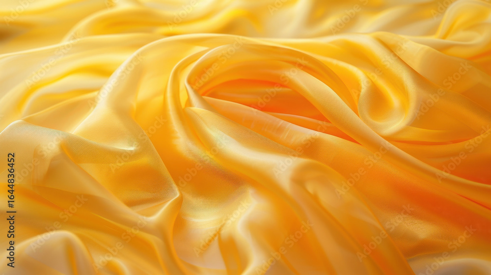 Fototapeta premium Abstract flowing golden fabric with soft light and shadow creating a luxurious texture