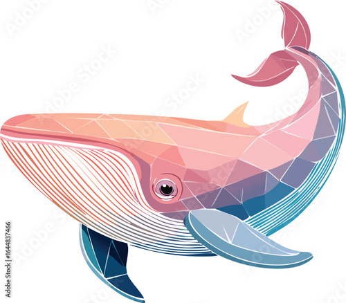 Geometric Whale Illustration – Low Poly Ocean Wildlife Art Vector