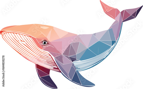 Geometric Whale Illustration – Low Poly Ocean Wildlife Art Vector