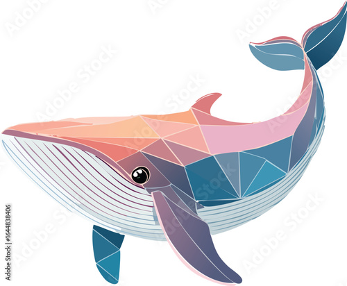 Geometric Whale Illustration – Low Poly Ocean Wildlife Art Vector