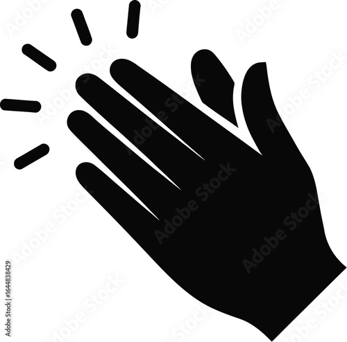 Silhouette of a clapping hand with radiating lines indicating applause