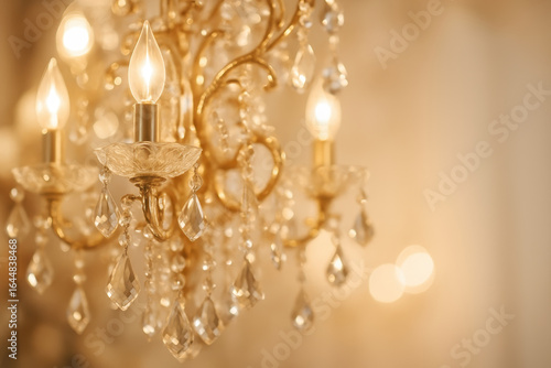 Luxury chandelier wedding crystal light decoration elegant glowing warm atmosphere sparkling glass hanging