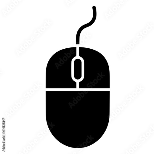 Simple Black Computer Mouse Icon: Minimalist, Flat Design, Technology Symbol, Digital Interface, Clickable Cursor, User Interface Element, Website Graphic, Web Design Asset, Modern Technology.