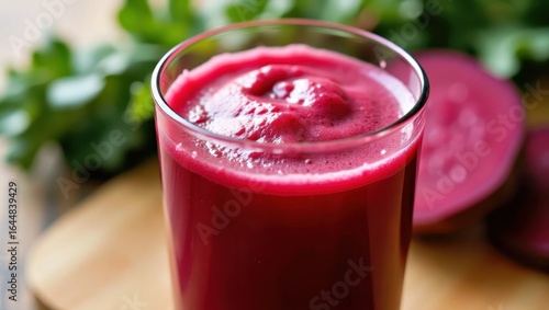 Wallpaper Mural Beet Root Juice. Fresh beetroot juice in clear glass with green leaves Torontodigital.ca