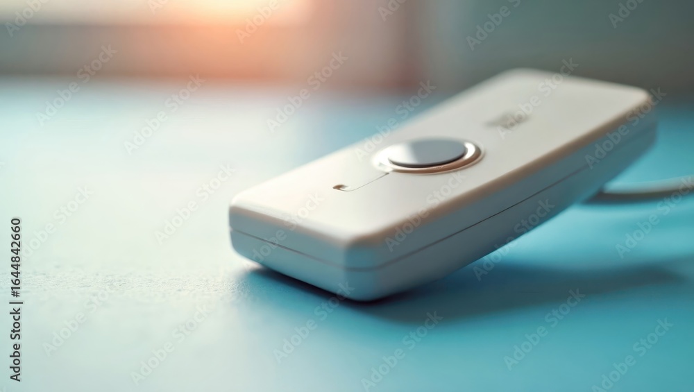 Fototapeta premium Vagus Nerve Stimulation. Wireless white remote control close-up techno