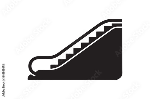 Escalator Transport Silhouette Icon - Moving Stairs for Shopping Mall or Office