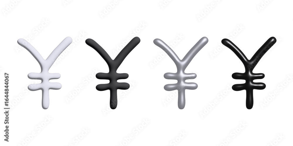 Fototapeta premium 3d yen currency symbol set Single element for design