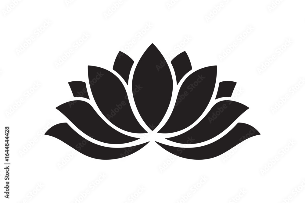 Obraz premium Lotus Flower Blossom Silhouette - Spiritual and Botanical Vector