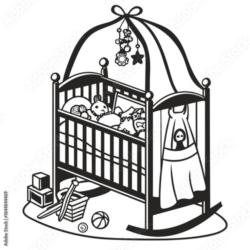 vector illustration of an old cage