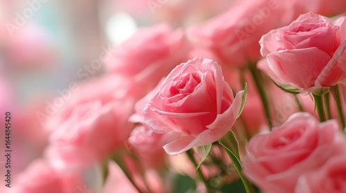 Pink roses close-up with soft, blurred background