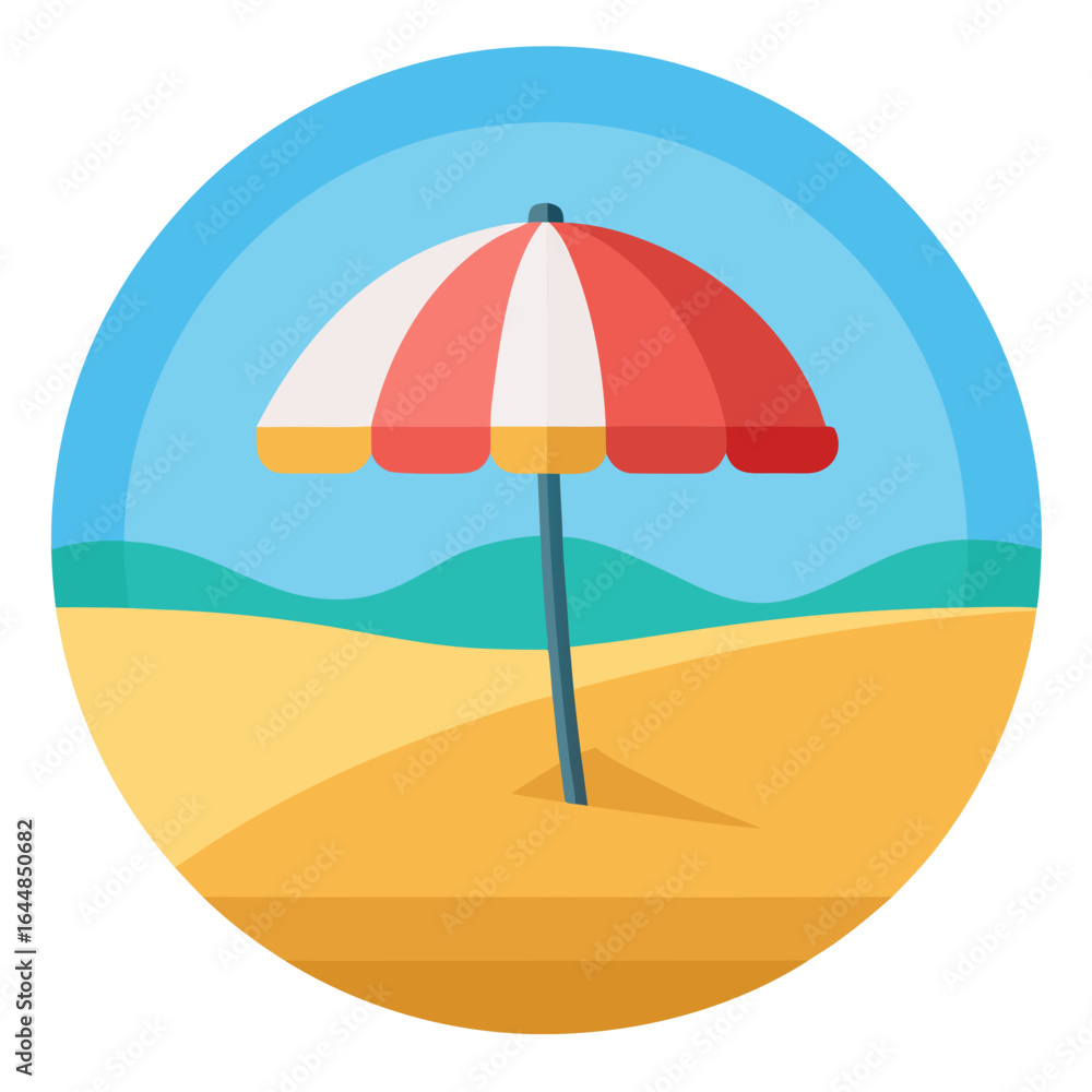 Fototapeta premium Beach Umbrella Flat Icon