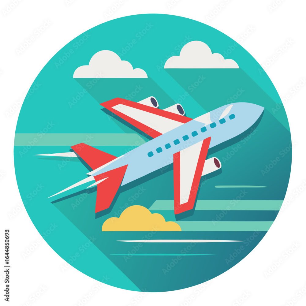 Fototapeta premium Airplane Departure Flat Icon