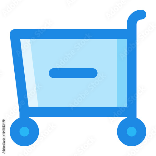 cart shopping reduce blue filled color icon.