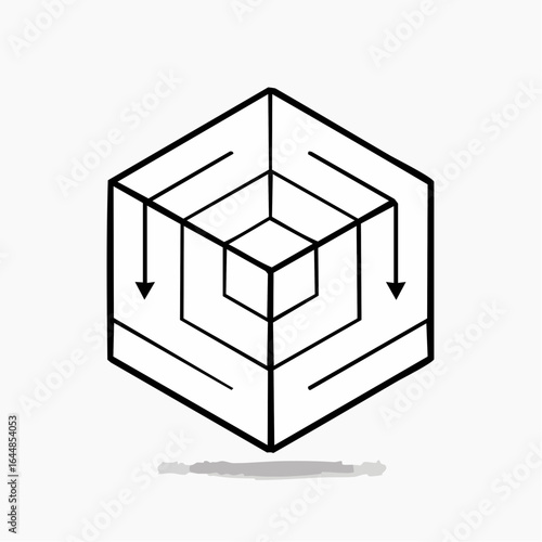 A cube whose edges defy logic, rotating in clean vector precision.