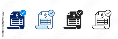 Invoice Icon Set Multiple Style Vector Illustration