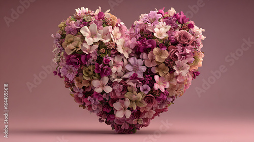 floral heart wreath with decorative texture in pink tones