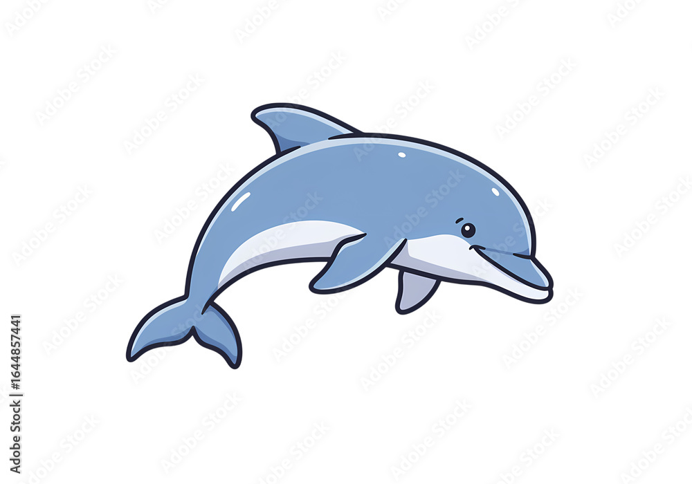 Obraz premium Blue Dolphin Aquatic Mammal Ocean Creature Marine Life Illustration isolated on transparent background