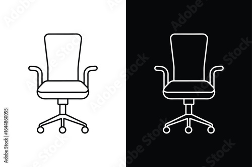 Minimalist Office Chair One Line Art Icon in Black and White