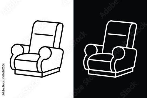 Recliner Chair Line Icon. Minimalist Black and White Vector Design