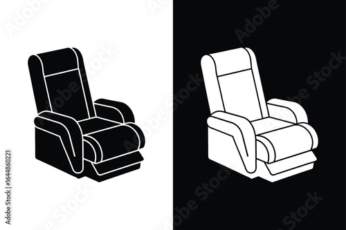 Recliner Chair Silhouette Vector for Furniture and Interior Design
