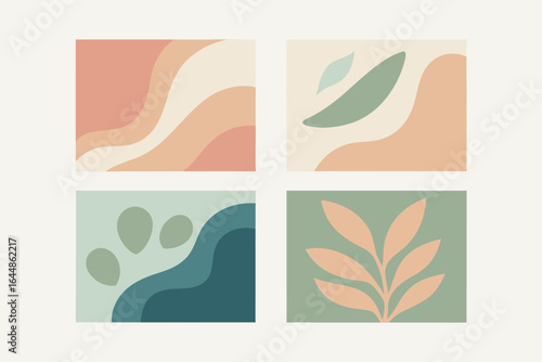 Abstract botanical illustrations with earthy tones creating modern and contemporary design elements for visual appeal.