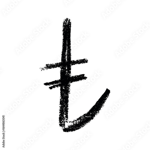 Hand drawn turkish lira currency symbol. Brush stroke doodle. Single element for design