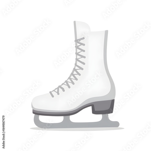Minimalist white ice skate side view, classic design concept