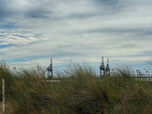 Disused cranes in Port talbot dock.