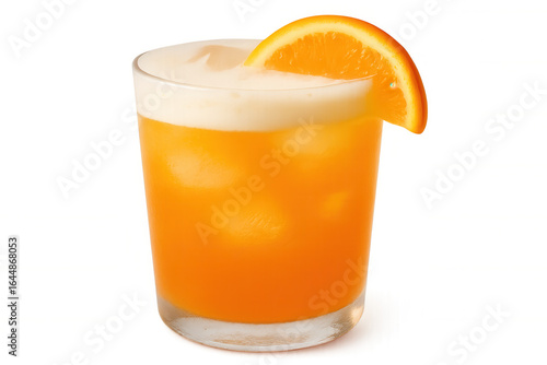 Wallpaper Mural Orange cocktail featuring ice cubes, garnished with citrus slice, chilling on transparent backdrop with bright, inviting color Torontodigital.ca