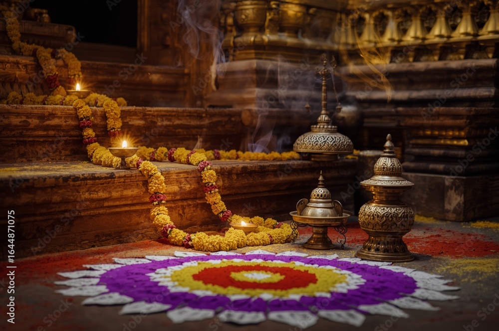 Fototapeta premium Ganesh Chaturthi Festival Temple Decorations Indian Cultural Celebration 