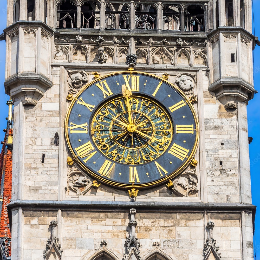 Obraz premium Close-up of a medieval clock tower