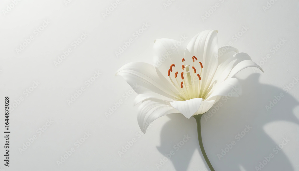 Obraz premium White lily with negative space, soft shadow